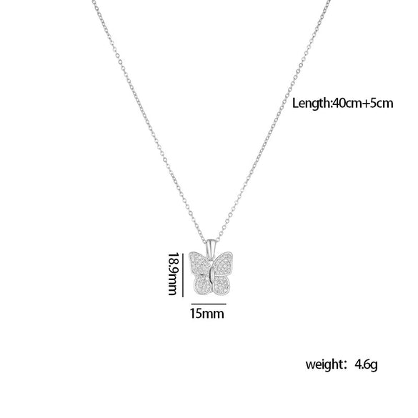 Wholesale Women's Copper Heart Shaped And Bow Patterned Necklace With Mixed Gem Inlay And O Chain