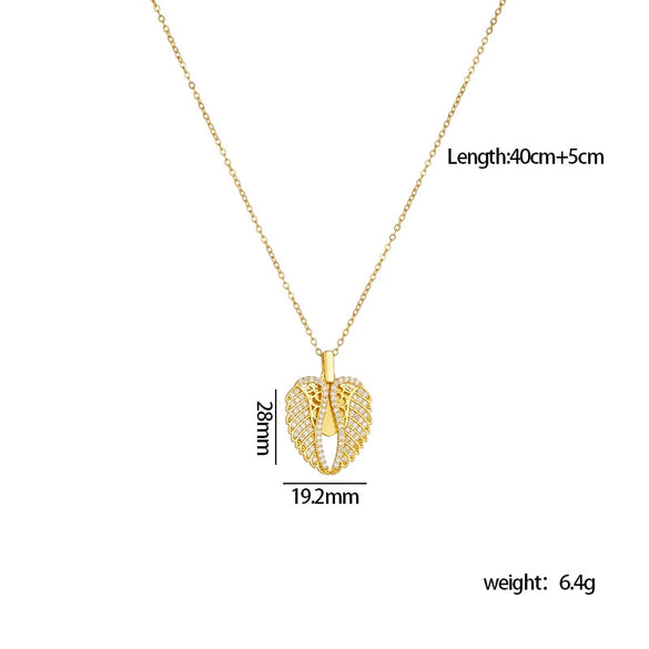 Wholesale Women's Copper Heart Shaped And Bow Patterned Necklace With Mixed Gem Inlay And O Chain