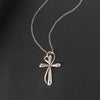 Wholesale Women's Copper Heart Shaped Cross Color Separation Plating Pendant Clavicle Chain Necklace