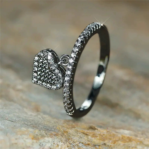 Wholesale Women's Copper Heart Shaped Fantasy Love Pendant Ring With Microinlaid Zircon And Geometric Style