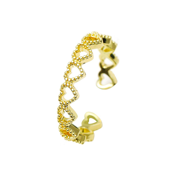 Wholesale Women's Copper Heart Shaped Hollow Love Stitching Electroplated Ring
