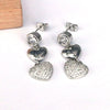 Wholesale Women's Copper Heart Shaped Love Zircon Earrings Electroplated