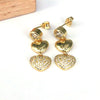 Wholesale Women's Copper Heart Shaped Love Zircon Earrings Electroplated