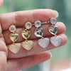 Wholesale Women's Copper Heart Shaped Love Zircon Earrings Electroplated