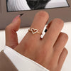 Wholesale Women's Copper Heartshaped Geometric Diamond Open Finger Ring