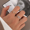 Wholesale Women's Copper Heartshaped Geometric Diamond Open Finger Ring