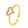 Wholesale Women's Copper Heartshaped Geometric Diamond Open Finger Ring