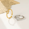 Wholesale Women's Copper Heartshaped Geometric Diamond Open Finger Ring