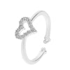Wholesale Women's Copper Heartshaped Geometric Diamond Open Finger Ring