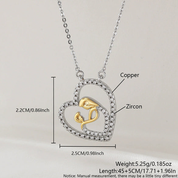Wholesale Women's Copper Heartshaped Necklace With Electroplating And O Word Chain