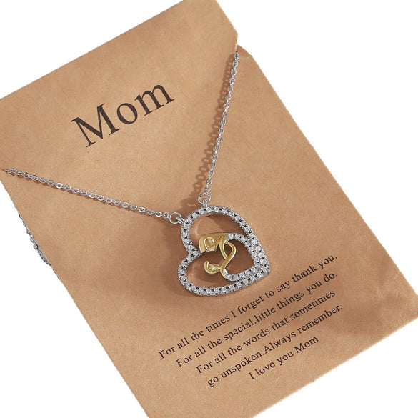 Wholesale Women's Copper Heartshaped Necklace With Electroplating And O Word Chain