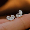Wholesale Women's Copper Heartshaped Niche Style Earrings With Geometric Pattern And Inlaid Zircon