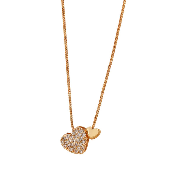 Wholesale Women's Copper Heartshaped Pendant Necklace With Electroplating Light Luxury Versatile Niche Design