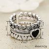 Wholesale Women's Copper Heartshaped Ring With Geometric Pattern And French Retro Style Electroplating Process