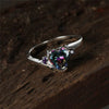 Wholesale Women's Copper Heartshaped Ring With Inlaid Zircon And Geometric Design