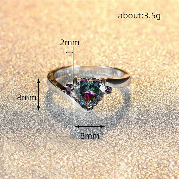Wholesale Women's Copper Heartshaped Ring With Inlaid Zircon And Geometric Design