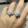 Wholesale Women's Copper Horse Eye Zircon Ring With Geometric Design