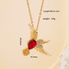 Wholesale Women's Copper Hummingbird Pendant Necklace With Mixed Gemstone Inlay And Gold Plated O Chain Light Luxury Style