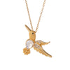 Wholesale Women's Copper Hummingbird Pendant Necklace With Mixed Gemstone Inlay And Gold Plated O Chain Light Luxury Style