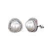 Wholesale Women's Copper Imitation Pearl Earrings With Geometric Design And Microinlaid Zirconia