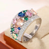 Wholesale Women's Copper Imitation Tourmaline Geometric Drop Shape Ring With Zircon