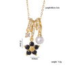 Wholesale Women's Copper Inlaid Mixed Gemstone Flower Tassel Pendant O Chain Necklace With Electroplating Treatment