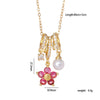 Wholesale Women's Copper Inlaid Mixed Gemstone Flower Tassel Pendant O Chain Necklace With Electroplating Treatment