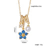 Wholesale Women's Copper Inlaid Mixed Gemstone Flower Tassel Pendant O Chain Necklace With Electroplating Treatment