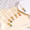 Wholesale Women's Copper Inlaid Mixed Gemstone Flower Tassel Pendant O Chain Necklace With Electroplating Treatment