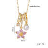 Wholesale Women's Copper Inlaid Mixed Gemstone Flower Tassel Pendant O Chain Necklace With Electroplating Treatment