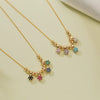 Wholesale Women's Copper Inlaid With Colored Diamonds Starshaped And Flower Petal Bead Splicing Necklace With Zirconia Design