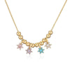 Wholesale Women's Copper Inlaid With Colored Diamonds Starshaped And Flower Petal Bead Splicing Necklace With Zirconia Design