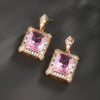 Wholesale Women's Copper Inlaid Zircon Artificial Gemstone Geometric Square Simple Style Electroplated Earrings