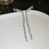 Wholesale Women's Copper Inlaid Zircon Dropshaped Long Tassel Earrings With Advanced Sense