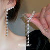 Wholesale Women's Copper Inlaid Zircon Dropshaped Long Tassel Earrings With Advanced Sense