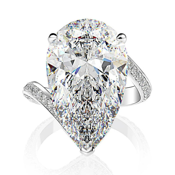 Wholesale Women's Copper Inlaid Zircon Dropshaped Ring