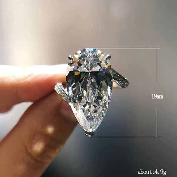 Wholesale Women's Copper Inlaid Zircon Dropshaped Ring