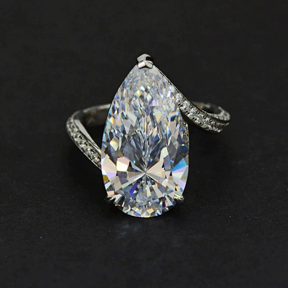 Wholesale Women's Copper Inlaid Zircon Dropshaped Ring