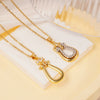 Wholesale Women's Copper Inlaid Zircon Geometric Horseshoe Buckle Pendant Necklace With Stainless Steel O Word Chain And Electroplating