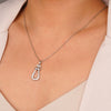 Wholesale Women's Copper Inlaid Zircon Geometric Horseshoe Buckle Pendant Necklace With Stainless Steel O Word Chain And Electroplating