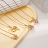 Wholesale Women's Copper Inlaid Zircon Geometric Light Luxury Style Necklace With Electroplating And O Word Chain