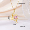 Wholesale Women's Copper Inlaid Zircon Geometric Light Luxury Style Necklace With Electroplating And O Word Chain