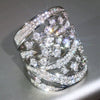 Wholesale Women's Copper Inlaid Zircon Geometric Line Elegant Heavy Industry Design Ring