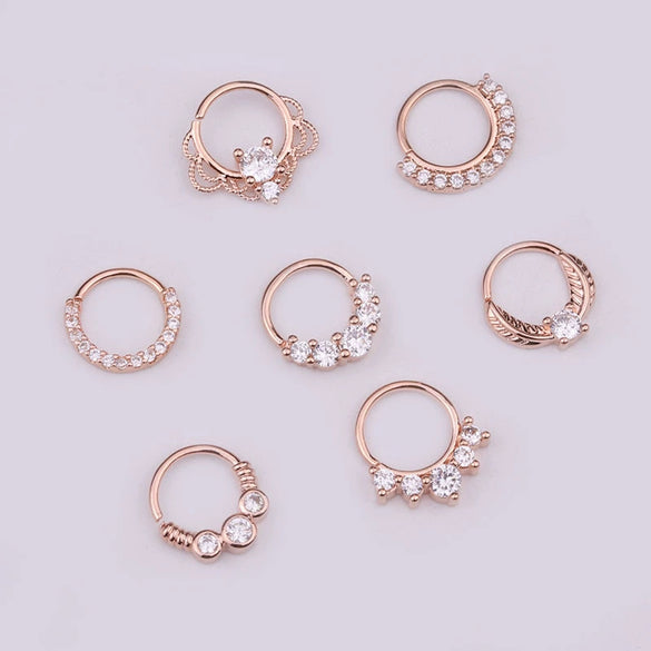 Wholesale Women's Copper Inlaid Zircon Geometric Nose Ring For Body Puncture Jewelry