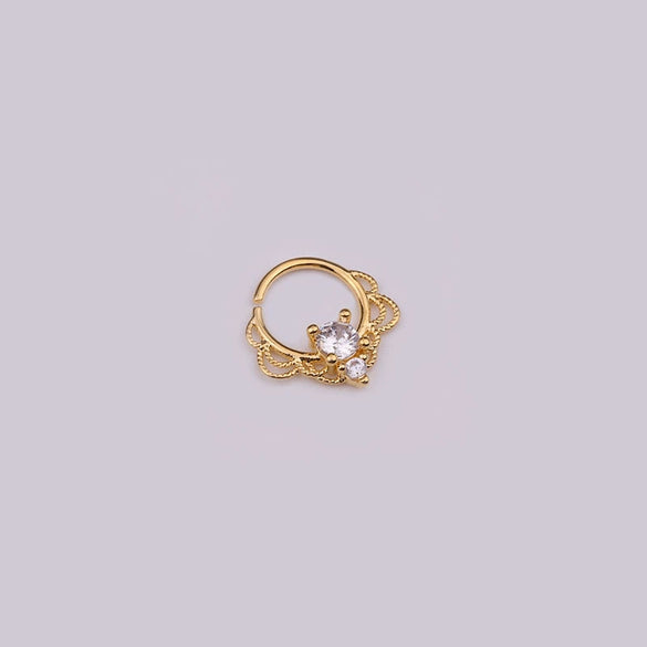 Wholesale Women's Copper Inlaid Zircon Geometric Nose Ring For Body Puncture Jewelry