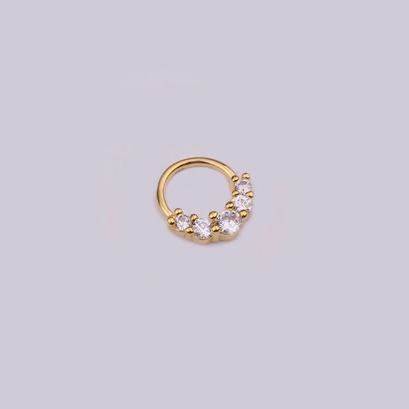 Wholesale Women's Copper Inlaid Zircon Geometric Nose Ring For Body Puncture Jewelry