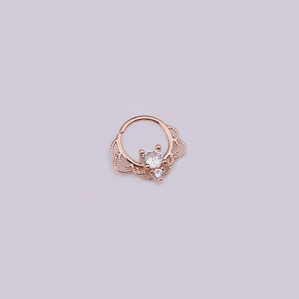 Wholesale Women's Copper Inlaid Zircon Geometric Nose Ring For Body Puncture Jewelry