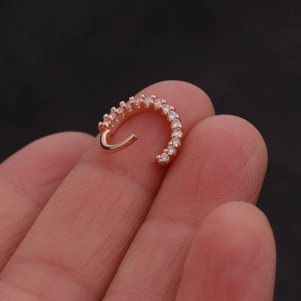 Wholesale Women's Copper Inlaid Zircon Geometric Nose Ring For Body Puncture Jewelry