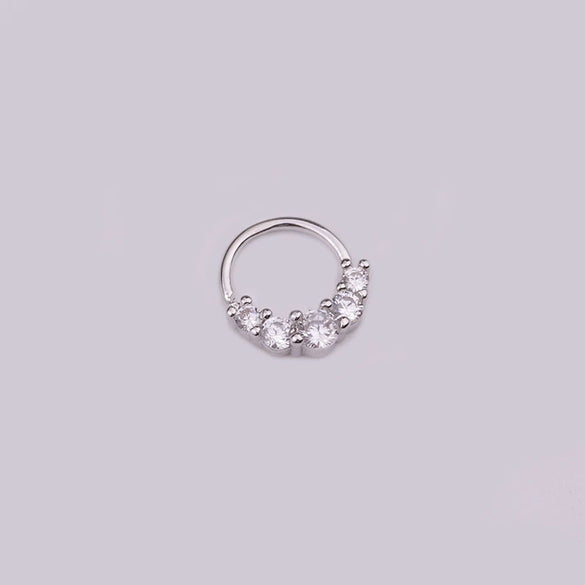Wholesale Women's Copper Inlaid Zircon Geometric Nose Ring For Body Puncture Jewelry