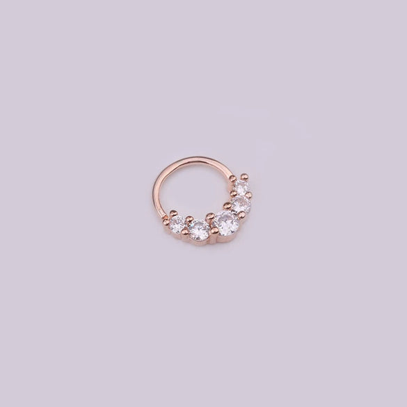 Wholesale Women's Copper Inlaid Zircon Geometric Nose Ring For Body Puncture Jewelry